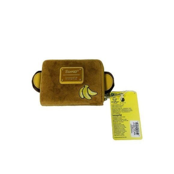 Loungefly Sanrio Monkichi Monkey Banana Scented Cosplay Zip Around Wallet Brown - Picture 3 of 7